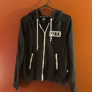 Pink Black Zip Up Sweatshirt